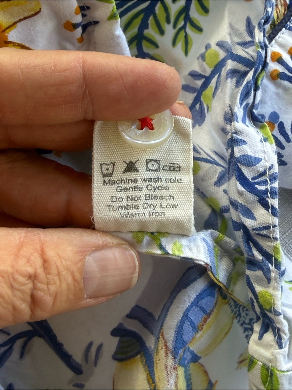 Printfresh Camel Party‎ Pajama Top Long Sleeve Cotton Button Front Blue Yellow M - Picture 7 of 9